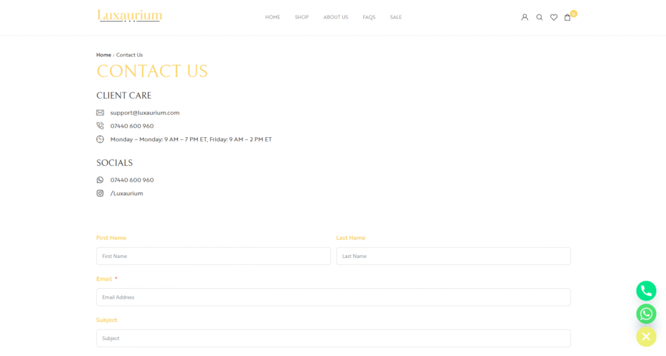 Contact Us Page