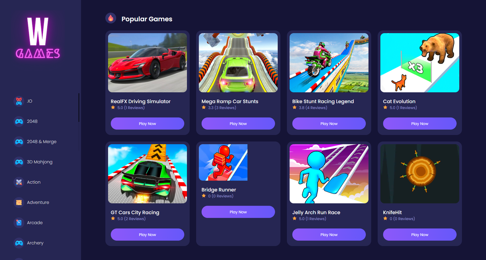 WGames – Online Games Website